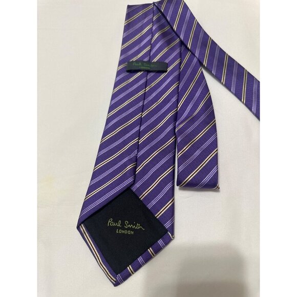 Paul Smith London Purple Striped Silk Tie - Picture 4 of 7